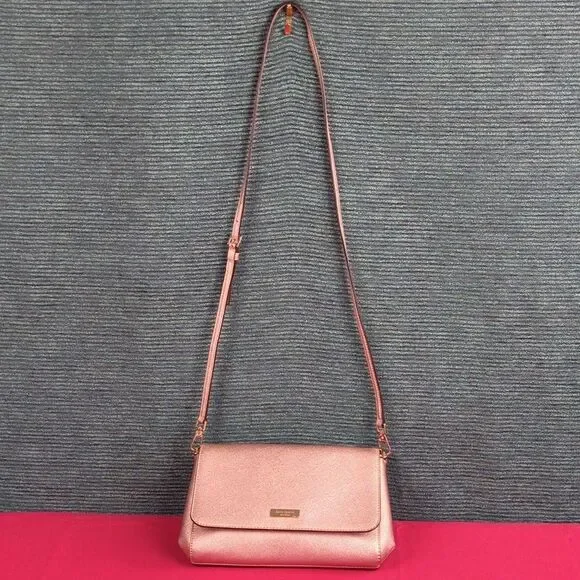 Kate Spade Greer Laurel Way Crossbody Bag Rose Gold Saffiano Leather - Picture 2 of 15